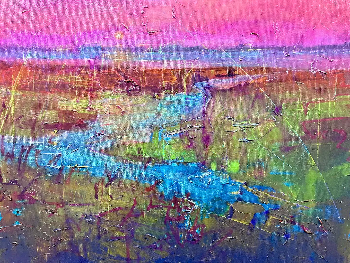 ‘Sun in pink II’, oil on canvas, 16’ x 20’. 2023.