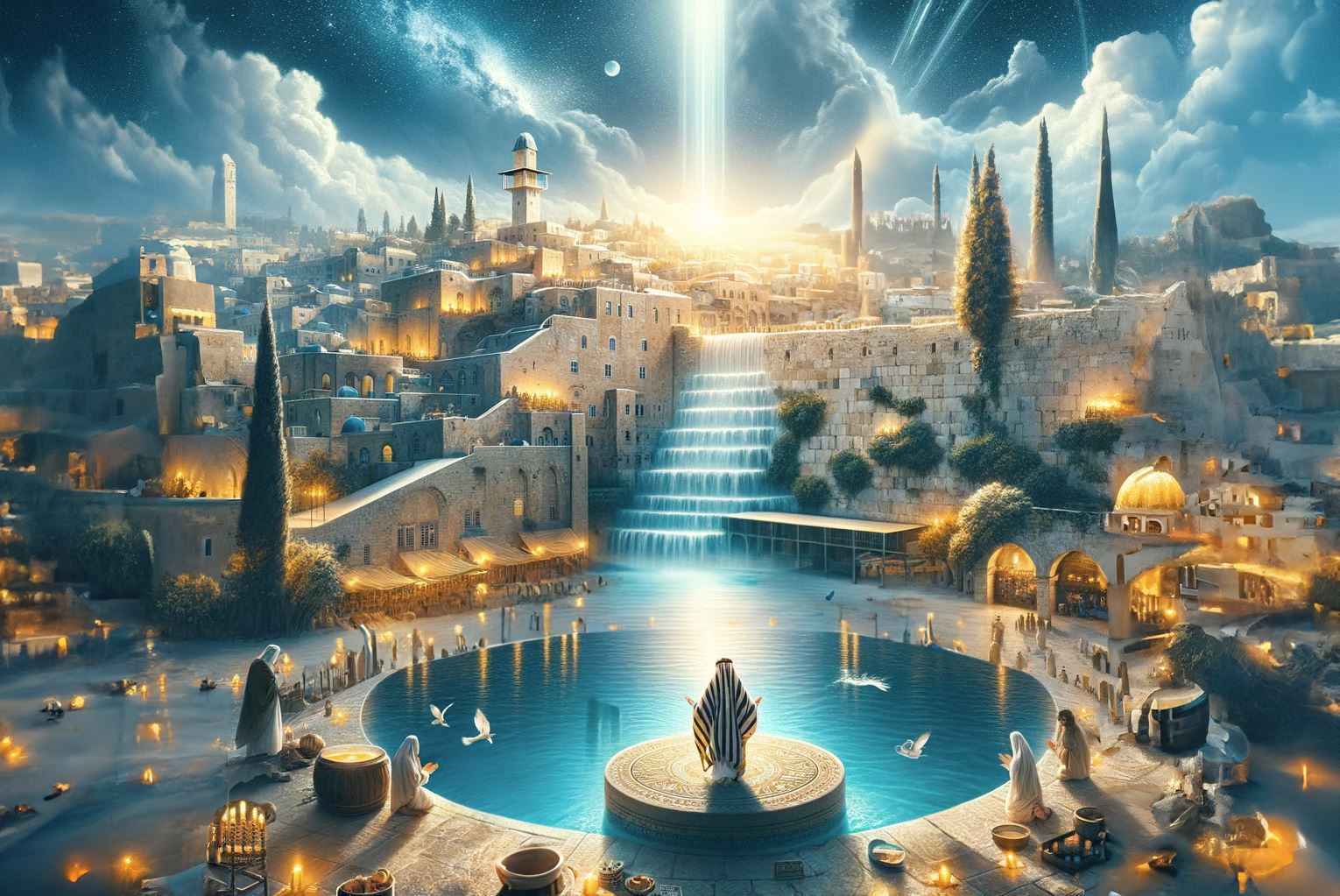 ‘The cascading creative light of HaShem’, by AI / Gil Dekel. 2024.