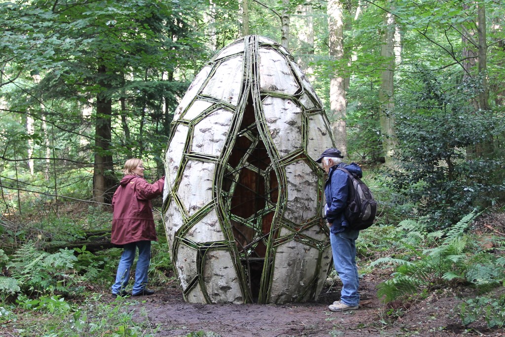 ‘Habitat’, birch bark, willow and steel. Approx. size: 3 x 2 x 2 metres. Darmstadt, Germany. 2014.