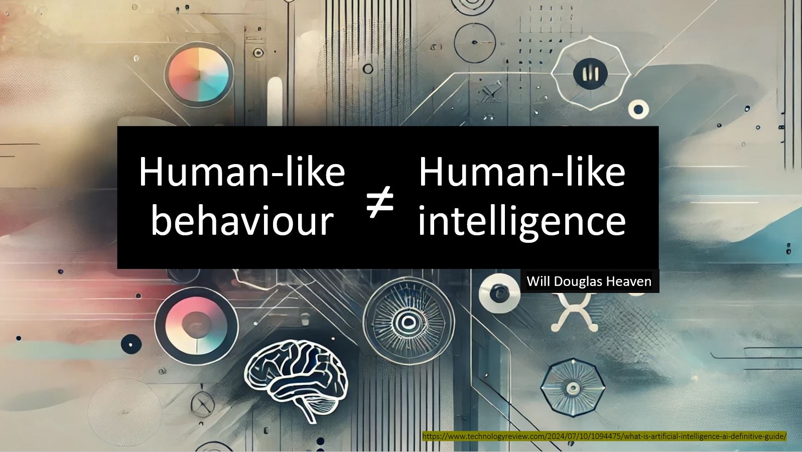 Illustrative. Human-like behaviour is not human-like intelligence. Image by AI and Gil Dekel. 2024.